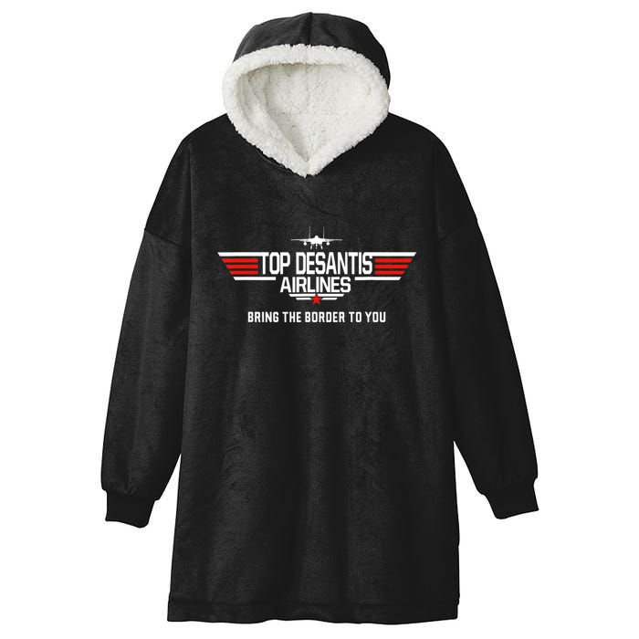 DeSantis Airlines Funny Political Meme Top DeSantis Airlines Hooded Wearable Blanket