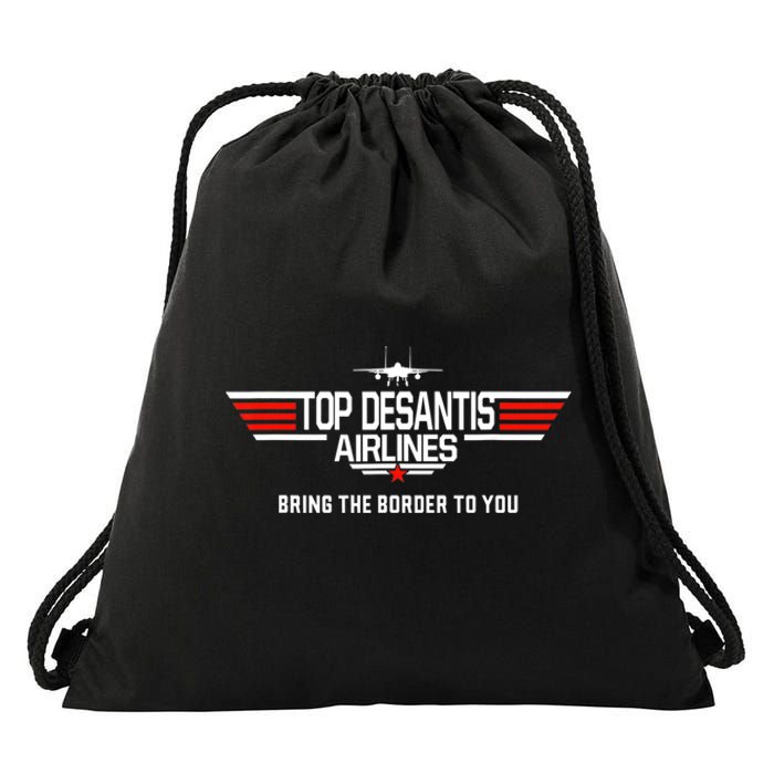 DeSantis Airlines Funny Political Meme Top DeSantis Airlines Drawstring Bag