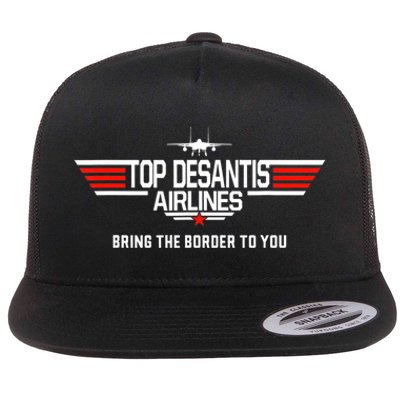 DeSantis Airlines Funny Political Meme Top DeSantis Airlines Flat Bill Trucker Hat