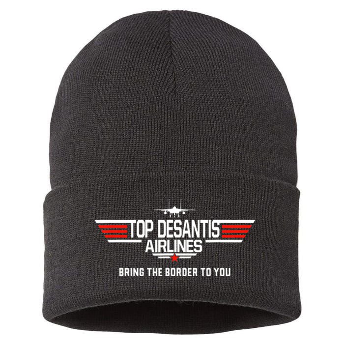 DeSantis Airlines Funny Political Meme Top DeSantis Airlines Sustainable Knit Beanie