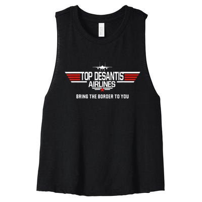 DeSantis Airlines Funny Political Meme Top DeSantis Airlines Women's Racerback Cropped Tank