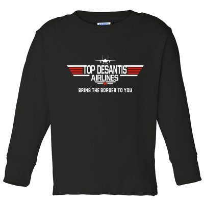 DeSantis Airlines Funny Political Meme Top DeSantis Airlines Toddler Long Sleeve Shirt