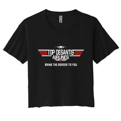 DeSantis Airlines Funny Political Meme Top DeSantis Airlines Women's Crop Top Tee