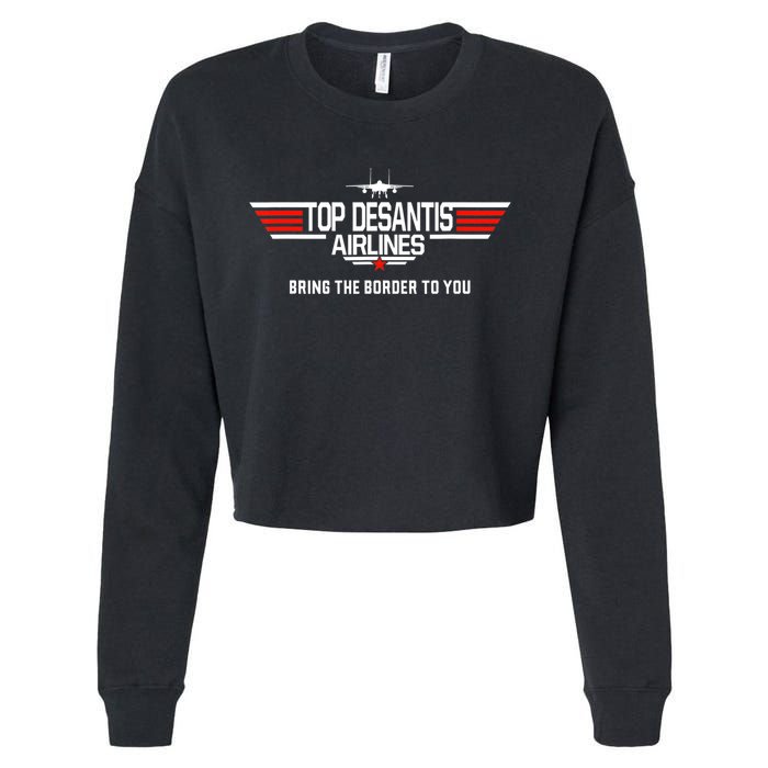 DeSantis Airlines Funny Political Meme Top DeSantis Airlines Cropped Pullover Crew
