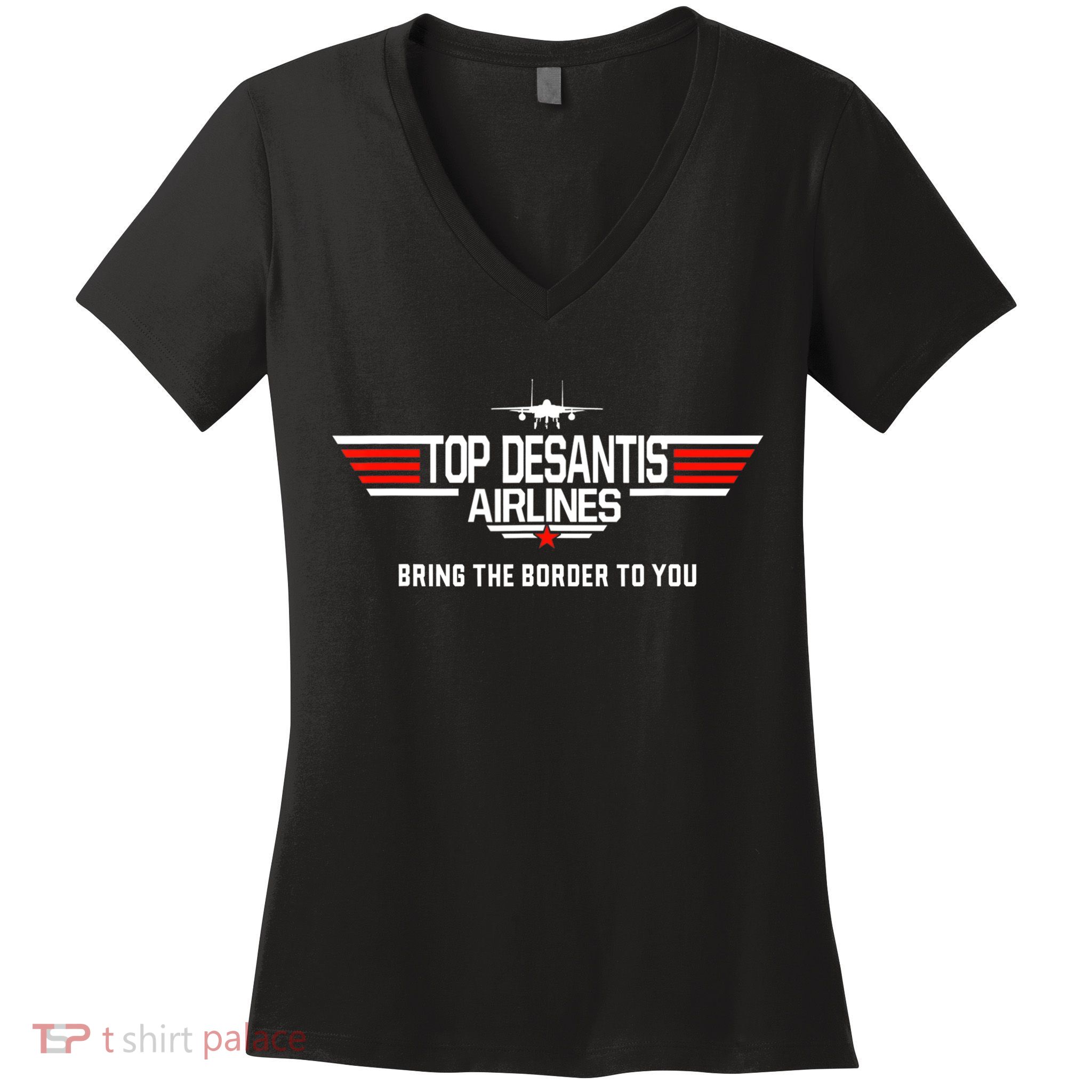 DeSantis Airlines Funny Political Meme Top DeSantis Airlines Women's V-Neck T-Shirt