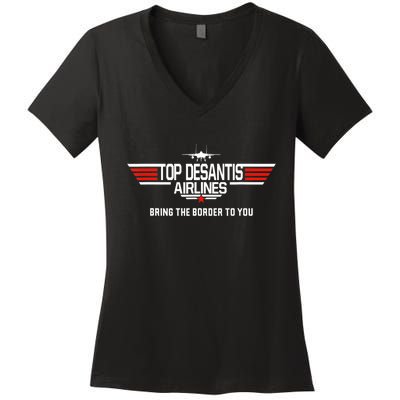 DeSantis Airlines Funny Political Meme Top DeSantis Airlines Women's V-Neck T-Shirt