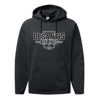 DeSantis Airlines Funny Political Meme Gift Performance Fleece Hoodie