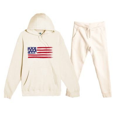 Distressed American Flag Patriotic Usa Flag 4th Of July Premium Hooded Sweatsuit Set