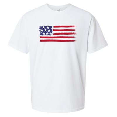 Distressed American Flag Patriotic Usa Flag 4th Of July Sueded Cloud Jersey T-Shirt