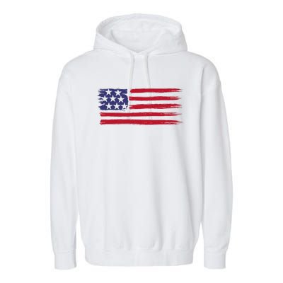 Distressed American Flag Patriotic Usa Flag 4th Of July Garment-Dyed Fleece Hoodie