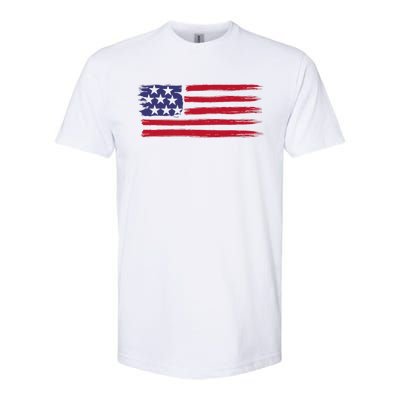 Distressed American Flag Patriotic Usa Flag 4th Of July Softstyle CVC T-Shirt