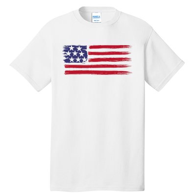 Distressed American Flag Patriotic Usa Flag 4th Of July Tall T-Shirt