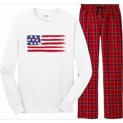 Distressed American Flag Patriotic Usa Flag 4th Of July Long Sleeve Pajama Set