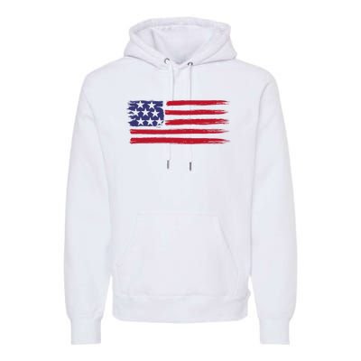 Distressed American Flag Patriotic Usa Flag 4th Of July Premium Hoodie