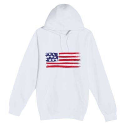 Distressed American Flag Patriotic Usa Flag 4th Of July Premium Pullover Hoodie