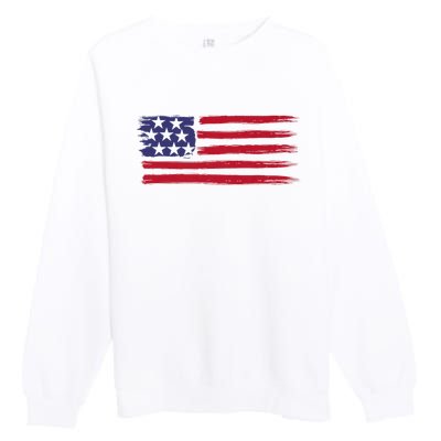 Distressed American Flag Patriotic Usa Flag 4th Of July Premium Crewneck Sweatshirt