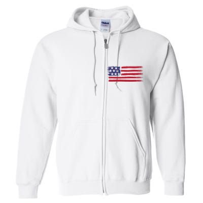 Distressed American Flag Patriotic Usa Flag 4th Of July Full Zip Hoodie