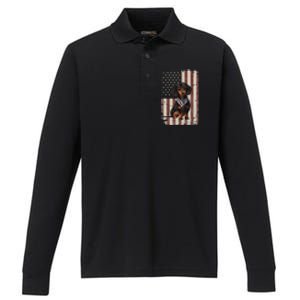 Dachshund American Flag Bandana 4th Of July Gifts Performance Long Sleeve Polo