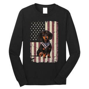 Dachshund American Flag Bandana 4th Of July Gifts Long Sleeve Shirt