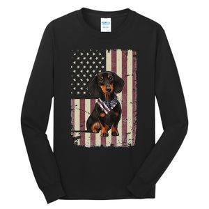 Dachshund American Flag Bandana 4th Of July Gifts Tall Long Sleeve T-Shirt