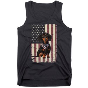 Dachshund American Flag Bandana 4th Of July Gifts Tank Top