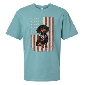 Dachshund American Flag Bandana 4th Of July Gifts Sueded Cloud Jersey T-Shirt