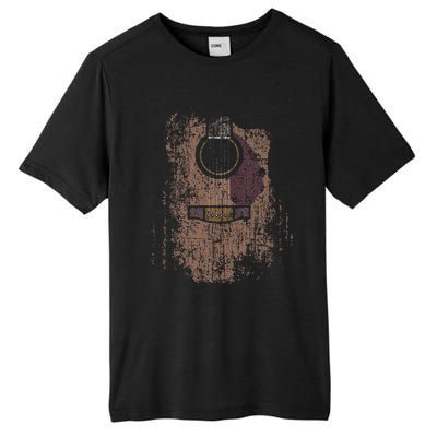 Distressed Acoustic Guitar Vintage Player Rock Roll Music Tall Fusion ChromaSoft Performance T-Shirt