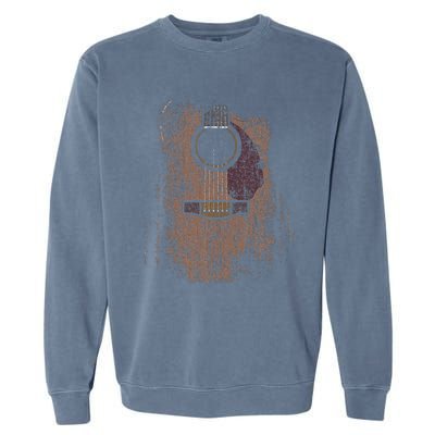 Distressed Acoustic Guitar Vintage Player Rock Roll Music Garment-Dyed Sweatshirt