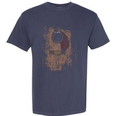 Distressed Acoustic Guitar Vintage Player Rock Roll Music Garment-Dyed Heavyweight T-Shirt