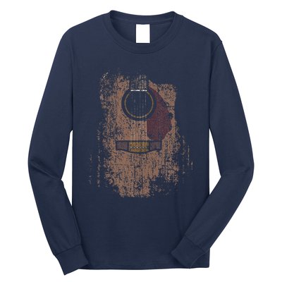 Distressed Acoustic Guitar Vintage Player Rock Roll Music Long Sleeve Shirt