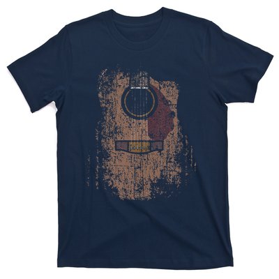 Distressed Acoustic Guitar Vintage Player Rock Roll Music T-Shirt