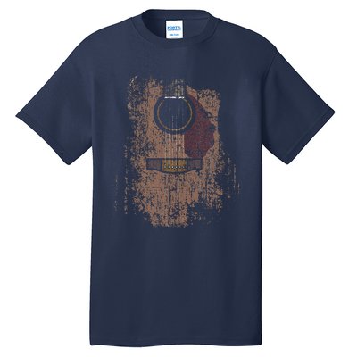 Distressed Acoustic Guitar Vintage Player Rock Roll Music Tall T-Shirt