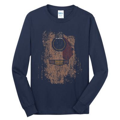 Distressed Acoustic Guitar Vintage Player Rock Roll Music Tall Long Sleeve T-Shirt