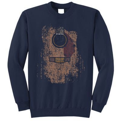 Distressed Acoustic Guitar Vintage Player Rock Roll Music Tall Sweatshirt