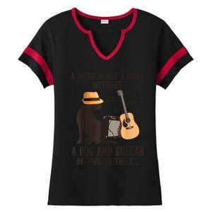 Dog And Guitar Ladies Halftime Notch Neck Tee