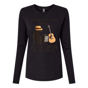 Dog And Guitar Womens Cotton Relaxed Long Sleeve T-Shirt