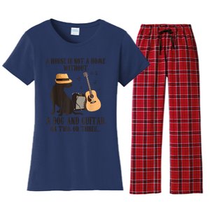 Dog And Guitar Women's Flannel Pajama Set