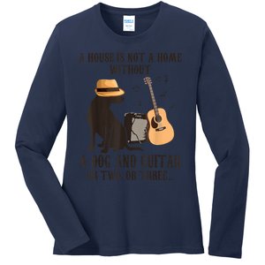 Dog And Guitar Ladies Long Sleeve Shirt