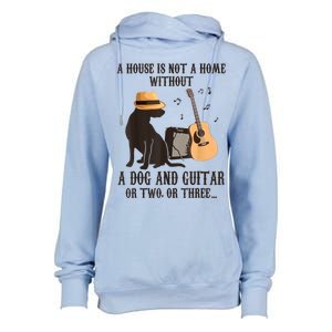 Dog And Guitar Womens Funnel Neck Pullover Hood