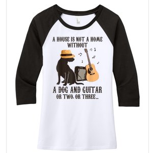 Dog And Guitar Women's Tri-Blend 3/4-Sleeve Raglan Shirt