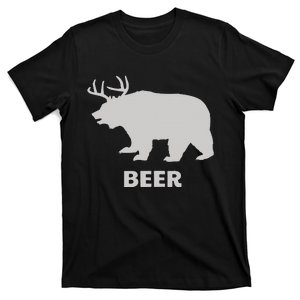 Deer Antlers + Grizzly Bear = Beer Funny Hunting Drinking T-Shirt