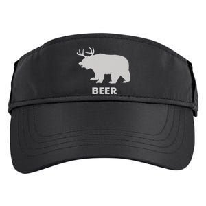 Deer Antlers + Grizzly Bear = Beer Funny Hunting Drinking Adult Drive Performance Visor