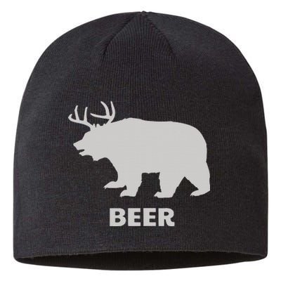 Deer Antlers + Grizzly Bear = Beer Funny Hunting Drinking Sustainable Beanie