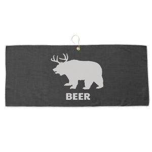 Deer Antlers + Grizzly Bear = Beer Funny Hunting Drinking Large Microfiber Waffle Golf Towel