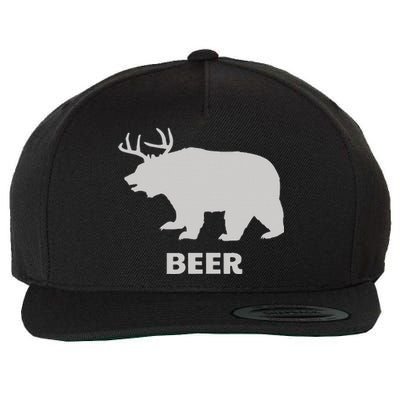 Deer Antlers + Grizzly Bear = Beer Funny Hunting Drinking Wool Snapback Cap