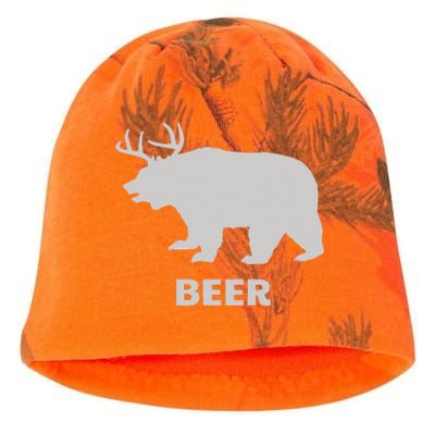 Deer Antlers + Grizzly Bear = Beer Funny Hunting Drinking Kati - Camo Knit Beanie