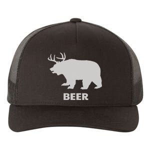 Deer Antlers + Grizzly Bear = Beer Funny Hunting Drinking Yupoong Adult 5-Panel Trucker Hat