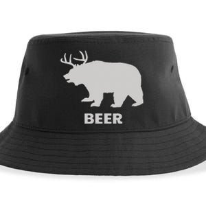 Deer Antlers + Grizzly Bear = Beer Funny Hunting Drinking Sustainable Bucket Hat