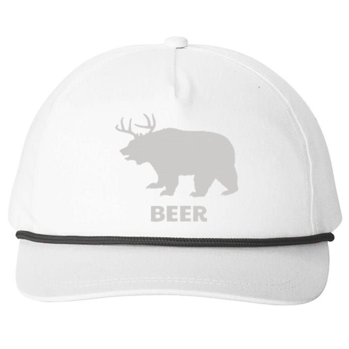 Deer Antlers + Grizzly Bear = Beer Funny Hunting Drinking Snapback Five-Panel Rope Hat