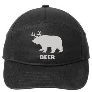 Deer Antlers + Grizzly Bear = Beer Funny Hunting Drinking 7-Panel Snapback Hat